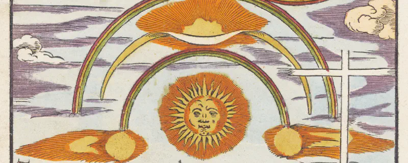 Orbs and rainbows circling the sun in Nuremberg, 1580
